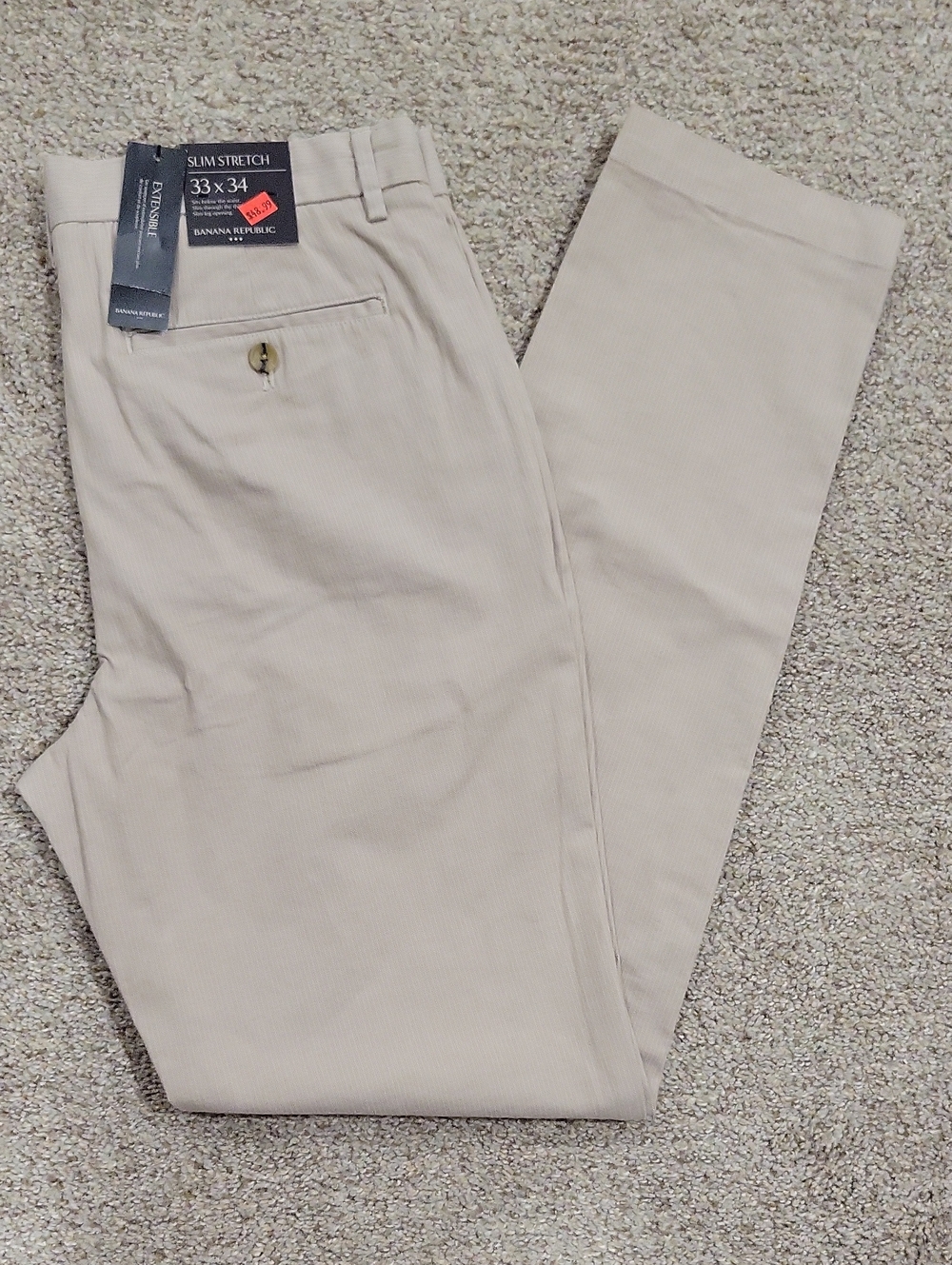 NEW - Banana Republic Men's Slim Stretch Chinos Beige
